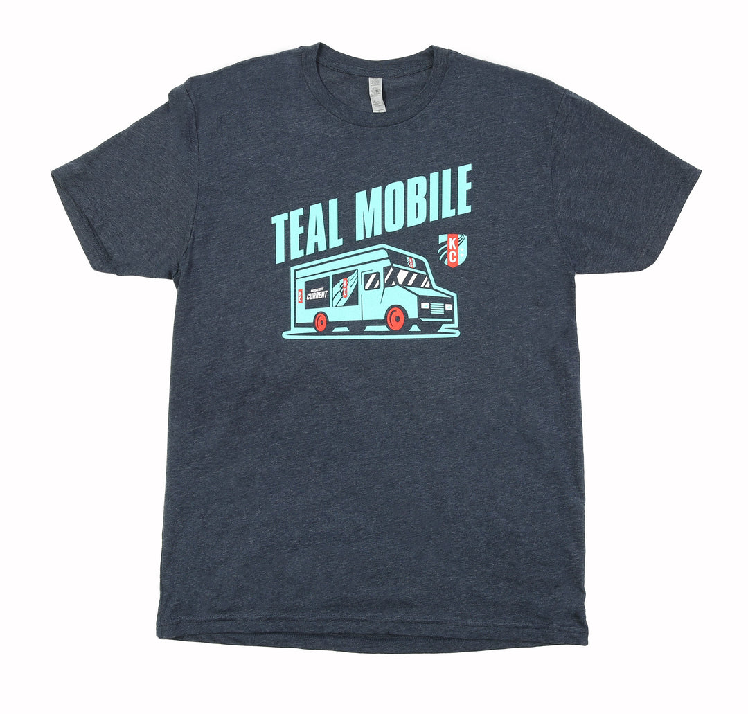 KC Current Youth Navy Breaking T Teal Mobile T-Shirt