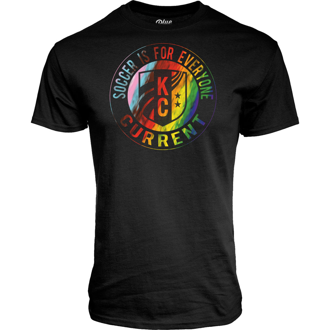 KC Current BLUE84 Black Soccer Is For Everyone Pride T-Shirt