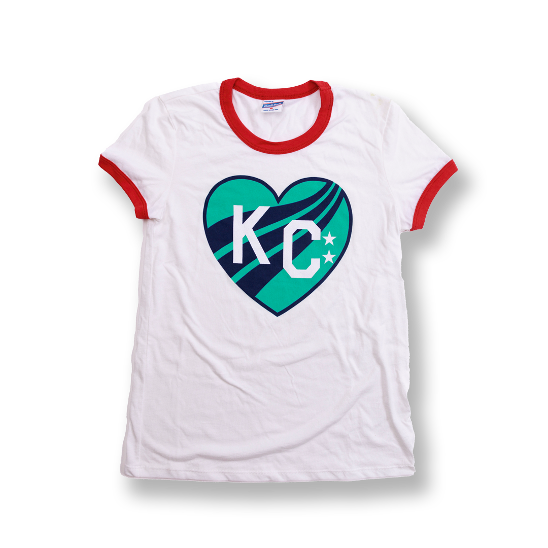 KC Current Women's Charlie Hustle Ringer Heart T-Shirt Medium
