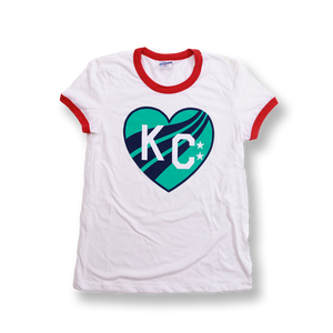 KC Current Women's Charlie Hustle Ringer Heart T-Shirt