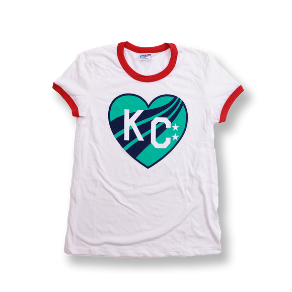 KC Current Women's Charlie Hustle Ringer Heart T-Shirt