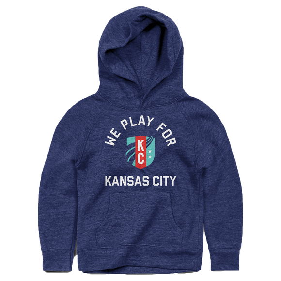 KC Current Youth Navy Charlie Hustle We Play for KC Hoodie