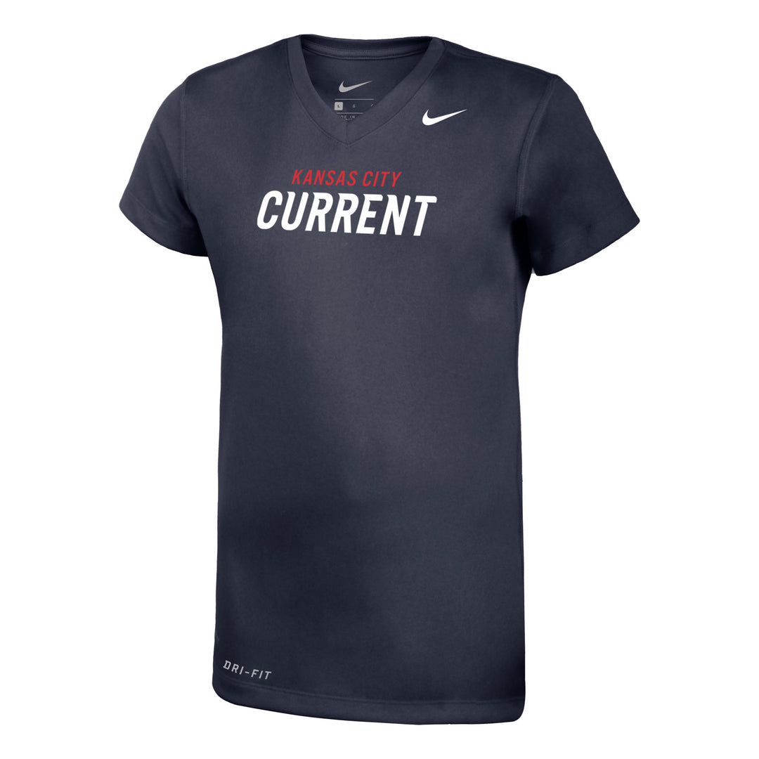 KC Current Youth Navy Nike V-Neck T-Shirt