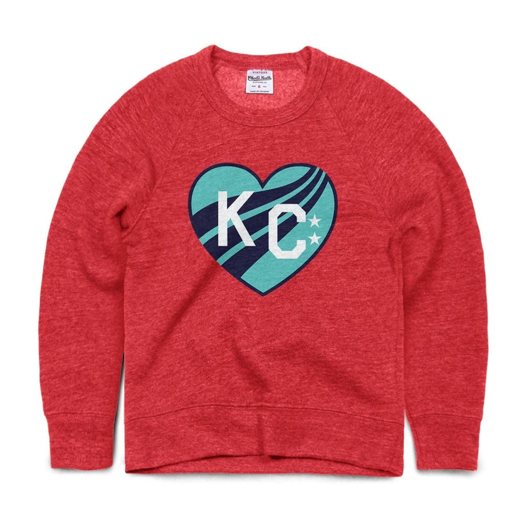 KC Current Youth Red Charlie Hustle Heart Crewneck 10T