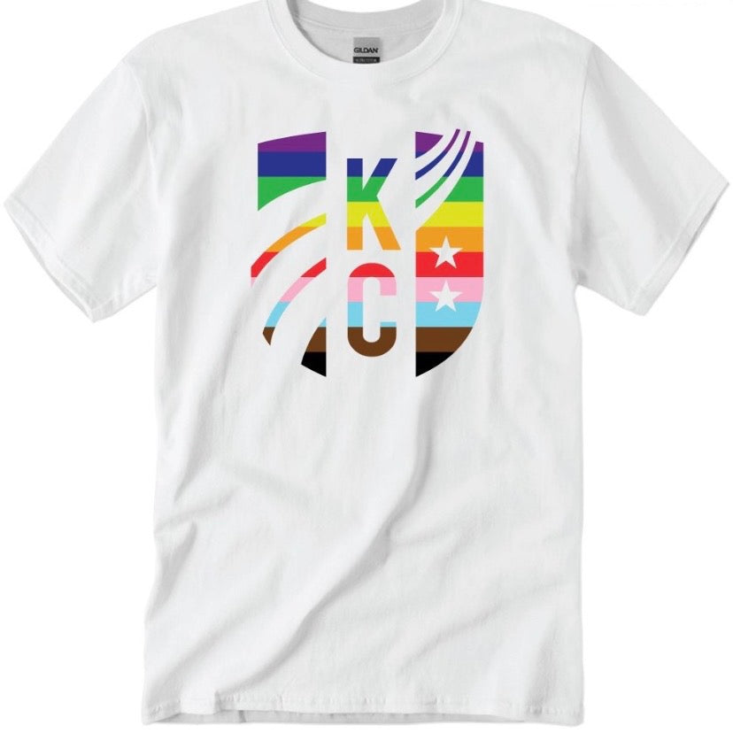 KC Current White Unisex Pride Logo T-Shirt