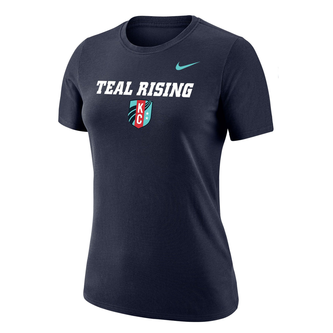 KC Current Women's Navy Nike Teal Rising T-Shirt