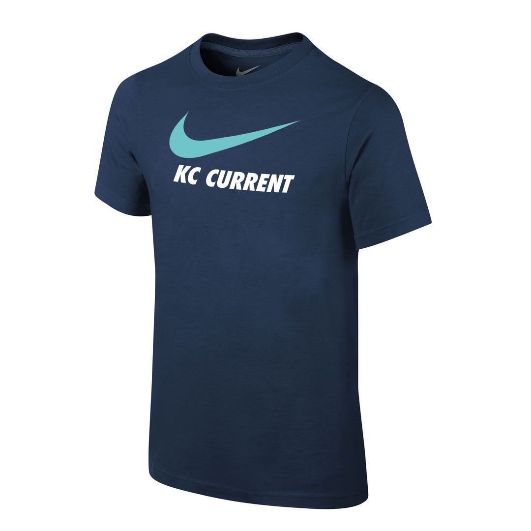 KC Current Youth Navy Nike Teal Swoosh T-Shirt